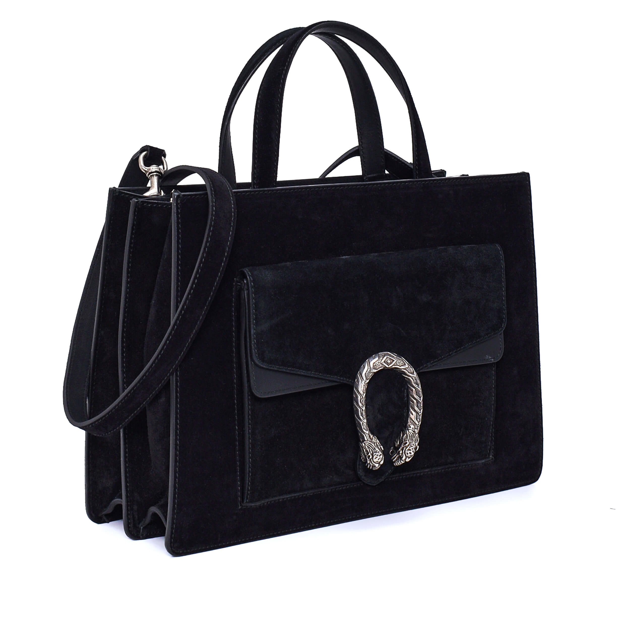 Gucci - Black Suede Dionysus Top Handle Bag